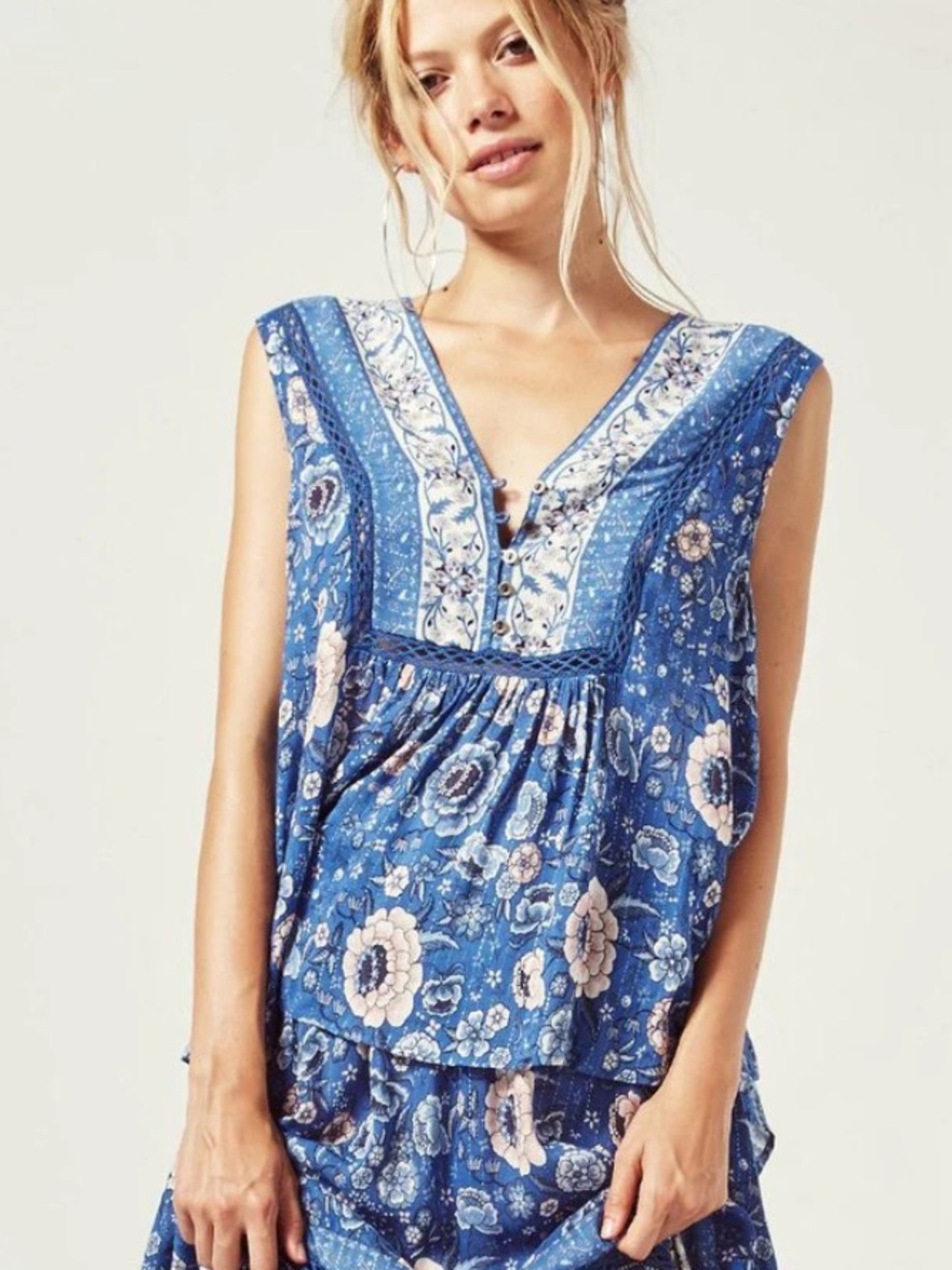 Spell Zahara blouse boho romantic in blue